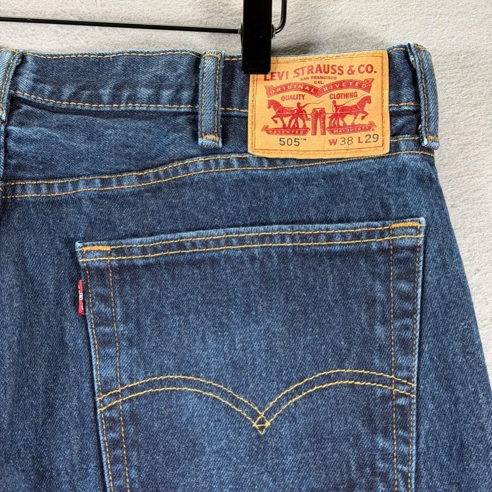 Levi's 505 Regular Fit‎ Jeans Mens W38 L29 Dark Wash Denim Blue Classic